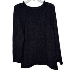 American South Side Dark Eggplant Alpaca Peruvian Roll Neck Sweater. Size Medium